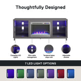 Ameriwood Home Lumina Fireplace TV Stand for TVs up to 70 Inch, Replaceable Electric Fireplace Insert Heater, Remote Control, Timer, Color Changing LED Lights, Crystal Ember Flames, Graphite Gray Ameriwood Home