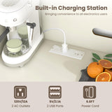 Giantex 71" Buffet Hutch Cabinet with Power Outlet, Kitchen Hutch Sideboard, Buffet Pantry on Island, Wood Kitchenware Server with Drawer, Shelf and Storage Cabinet (White & Walnut) Giantex