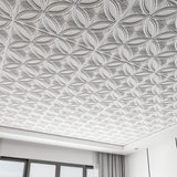 Art3d Decorative PVC Drop Ceiling Tile 2ft x 2ft in White,Glue up Ceiling Panel 24 x 24in.12pcs Art3d