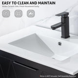 eclife 36" Bathroom Vanities Cabinet with Sink Combo, Wall Mounted Floating Cabinet W/Decor Line, Soft-Close System, 2 Extra Big Drawers, Matte Black Faucet, Black eclife