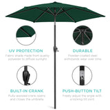 Best Choice Products 7.5ft Heavy-Duty Round Outdoor Market Table Patio Umbrella w/Steel Pole, Push Button Tilt, Easy Crank Lift - Green Best Choice Products