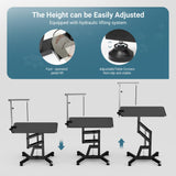36'' Hydraulic Lift Dog Grooming Table, Adjustable Cat Drying Desktop - Foldable, Adjustable Arm, Portable, Non-Slip Dog Grooming Table for Large Small Dogs at Home, Weight Capacity 200LBS（Black) HEBESPACE
