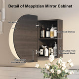 Mepplzian Oval Medicine Cabinet with Mirror for Bathroom,Bathroom Medicine Cabinet,Oval Mirror Cabinet Wall Mounted with 3 Storage,2 Doors,Black Mepplzian