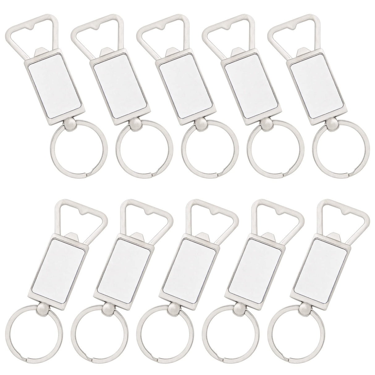 Framendino, 10 Pack Sublimation Blanks Keychains Metal Bottle Opener Transfer Sublimation Key Rings Framendino