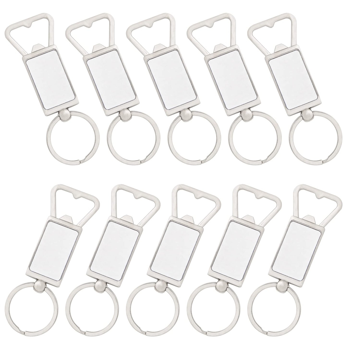 Framendino, 10 Pack Sublimation Blanks Keychains Metal Bottle Opener Transfer Sublimation Key Rings