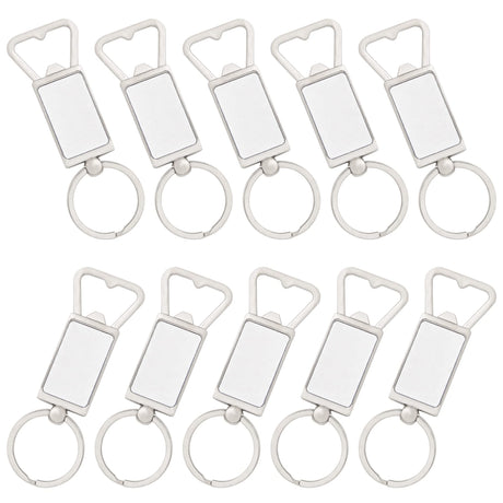 Framendino, 10 Pack Sublimation Blanks Keychains Metal Bottle Opener Transfer Sublimation Key Rings Framendino