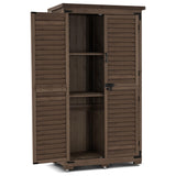 MCombo Outdoor Storage Cabinet, Garden Storage Shed, Outside Vertical Shed with Lockers, Outdoor 63 Inches Wood Tall Cabinet for Yard and Patio 0870 (Brown) MCombo