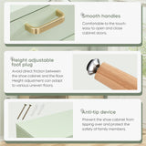 Yechen Shoe Rack Storage Organizer with 2 Natural Semi-Circular Rattan Doors, Entryway Wooden Shoe Cabinet for Sneakers, Leather Shoes, High Heels, Slippers (1 Piece, Morandi Green) Yechen