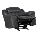 Lexicon Rocker Recliner Chair for Living Room, Wall Hugger Manual Recliner Chairs, Textured Microfiber Upholstered Rocking Reclining Chair, Home Theater Seating, Required Assembly, Black Lexicon