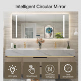 Genpai Floating Bathroom Vanity - 72IN Bathroom Vanity with Sink Business, Double Sink | LED Lights & One-Touch Defogging, Easy Installation, 2 Drawers Genpai