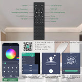 JSAITEE Ceiling fan with light, 48" RGB Low Profile Ceiling fans with Lights and Remote Control, Dimmable, DC Reversible Motor, Noiseless, 6 Speeds Flush Mount White Ceiling Fan for Bedroom JSAITEE