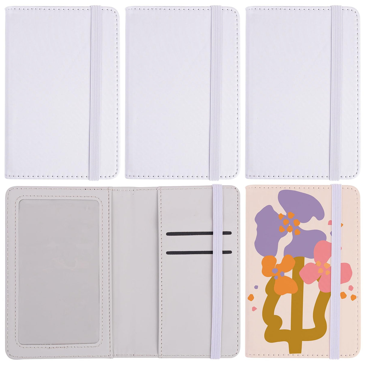 Framendino, 8 Pack Sublimation Passport Holder Covers Heat Transfer Wallet for Passport Business Cards Black and Grey Framendino