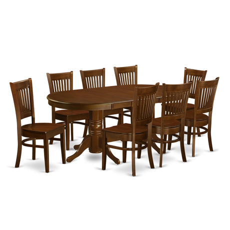 East West Furniture VANC9-ESP-W 9 Piece Modern Dining Table Set Includes an Oval Wooden Table with Butterfly Leaf and 8 Dining Chairs, 40x76 Inch, Espresso East West Furniture