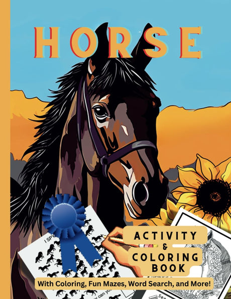 Horse Activity and Coloring Book with Fun Facts, Mazes, Odd One Out, Riddles, Search and Find, and Word Search WoodArtSupply