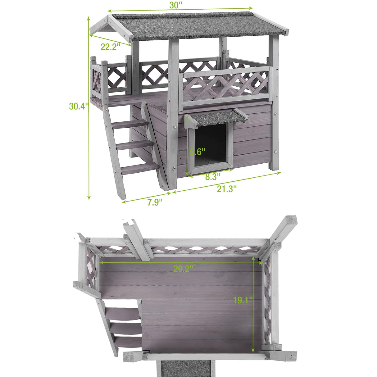 GUTINNEEN Cat House Outdoor Weatheproof Feral Cat Shelter Wooden Cat Condos for Winter Large Balcony GUTINNEEN