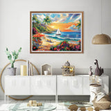 GOUOYANA Beach Diamond Art Kits for Adults, Summer Diamond Art for Beginners, DIY Full Rhinestone 5D Diamond Painting Kits (Gemstone Craft), Home Wall Decoration (12x16 inch) GOUOYANA