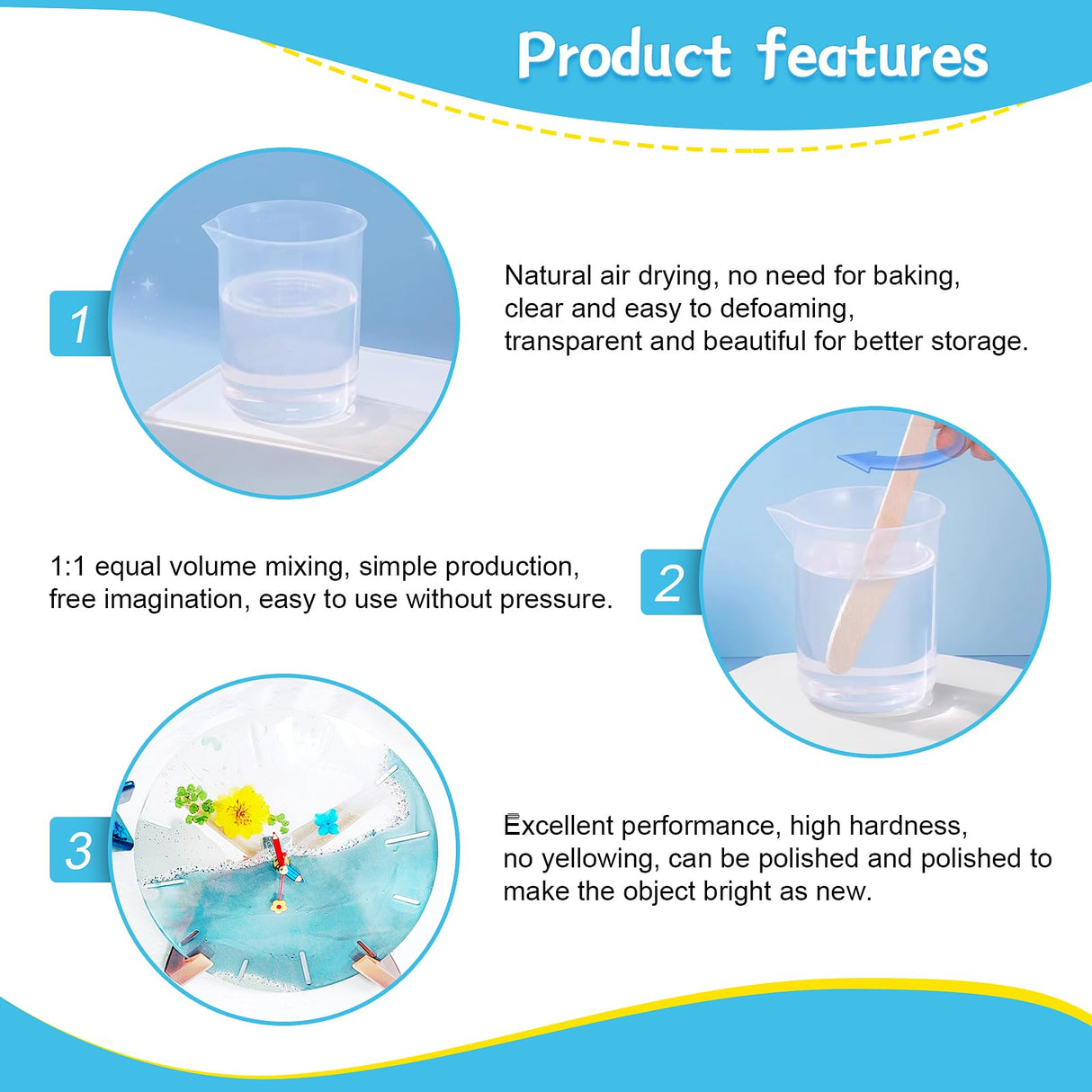 Clear Epoxy Resin, Bubble Free, Table Top, Art, Craft, Jewelry Casting, DIY, Tumblers & Wood, Food Safe, Heat & UV Resistant - 2 Part Resin Kit (16 Ounces) Crisbaiyart