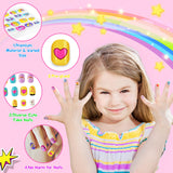 Ylovetoys Kids Nail Polish Set for Girls, Nail Art Kit for Kids Ages 7-12, All-in-One Nail Salon with Nail Dryer & Press On False Nails,DIY Decorative,Non-Toxic Polish,Stickers, Little Girl Gift Toys Ylovetoys