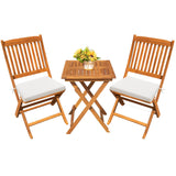 Devoko Outdoor 3 Piece Folding Patio Bistro Set Acacia Wood Bistro Table and Chairs Set of 2 for Garden Poolside Backyard Balcony Porch Deck Devoko