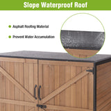 Joyqinchen Outdoor Storage Shed with Strong Metal Frame, Wooden Garden Sheds with Adjustable Shelves and Removable Floor, Weatherproof Outdoor Trash Can Shed, Horizontal Storage Cabinet for Patio Joyqinchen