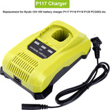 P117 Dual Chemistry Fast Charger Replace for Ryobi 12V-18V Lithium NiCad NiMh Battery Ryobi 18-Volt One+ P102 P108 P189 P197 P103 P105 P107 P190 P191 PBP002 PBP005 Qbmel