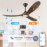 70 inch Large Ceiling Fans with Lights, Outdoor Ceiling Fans for Patios Waterproof, 3 Blades Propeller Wood Ceiling Fans, Smart Ceiling fan with Remote & APP for Indoor Exterior Porch Commercial XCWIIE