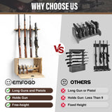 Emfogo Gun Rack Wall Mount, Wooden Rifle Racks with Gun Rack for Wall, Gun Display Racks for Indoor Firearms Storage, Holds up to 4 Long Guns and 6 Handguns, Gifts for Husband, Dad Emfogo