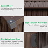 Garveelife 8x15 ft Outdoor Storage Shed, Steel Utility Tool Shed with Sloped Roof & Lockable Door, Backyard Garden Patio Lawn Outdoor Shed for Storing Tools and Equipment in Yard, Brown GarveeLife