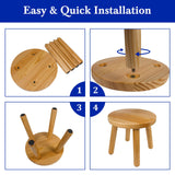GZQXHOME Wooden Step Stools for Kids, Solid Wood Small Chairs,Toddler Stool for Playroom Bathroom,Sturdy Sitting Stool with Assembled Four-Legged, for Children, Toddler, Round,1 Pack (Natural) GZQXHOME