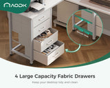 AODK L Shaped Desk with 4 Tier Drawers, 61" Reversible Gaming Desk with Power Outlets, L Shaped Computer Desk with USB Charging Port and Host Stand, Home Office Corner Desk, Easy to Assemble, White AODK