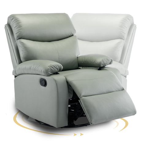 GNMLP2020 Swivel Rocker Recliner Chair for Adults, Rocking Recliner Chair, Manual Small Recliners for Small Spaces, Single Sofa Recliner for Living Room, RV, Green GNMLP2020