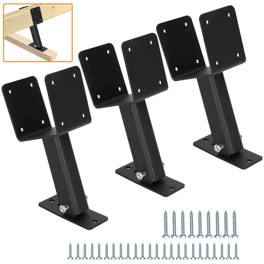 4x4 Heavy Duty Roof Riser Brackets Kit, 3PCS Roof Riser Brackets for Patio Cover, Adjustable Roof Riser Brackets, 304 Stainless Steel Patio Roof Riser, Roof Mount Pergola Brackets (Black Finish)