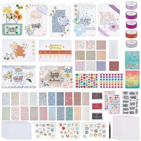 WEBEEDY 25 Sets DIY Greeting Card Making Supplies Daisy Theme Card Making Kit 3 Styles Blank Cards and Envelopes Stickers with Stamp Set for Birthday Wedding Congratulation Thanksgiving Mother's Day WEBEEDY