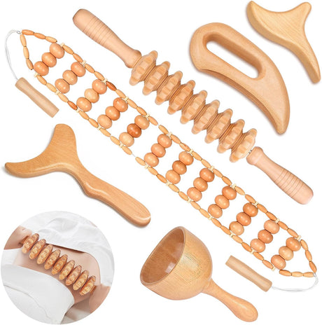 JUANWAN 12-in-1 Wood Therapy Massage Tools Wooden Massager Body Sculpting Tools Maderoterapia Kit Wood Therapy Tools for Muscle Pain Relief Body Shaping Anti-Cellulite JUANWAN