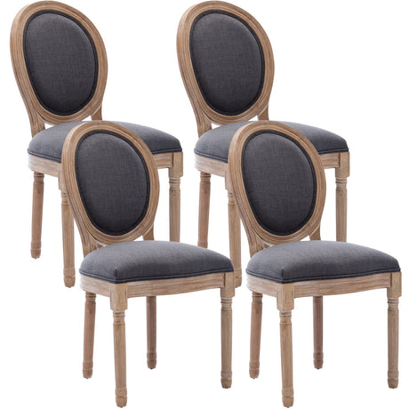 Virabit French Vintage Chairs Set of 4, Farmhouse Dining Chairs with Solid Wood Frame and Tufted Fabric,Rubber Wood French Decor for Dining Room,Living Room, Kitchen,Restaurant Virabit