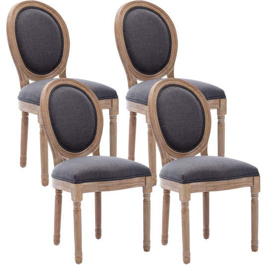 Virabit French Vintage Chairs Set of 4, Farmhouse Dining Chairs with Solid Wood Frame and Tufted Fabric,Rubber Wood French Decor for Dining Room,Living Room, Kitchen,Restaurant - WoodArtSupply