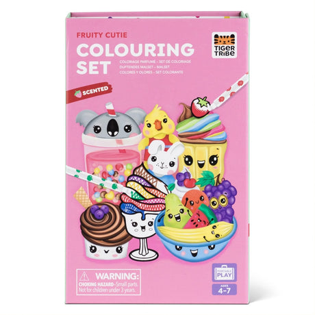 Tiger Tribe Scented Coloring Set - Fruitie Cutie, Activity Set for Kids, 8X Scented Markers, Fruit & Dessert Design, Perfect for Travel, Great Gift Tiger Tribe