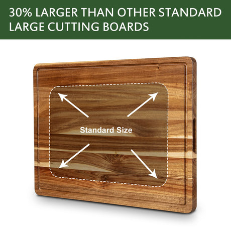 Extra Large Acacia Wood Cutting Board for Kitchen, 24 x 18 Inch Large Butcher Block Chopping Board with Juice Groove, Thick Wood Cutting Boards Fashionwu