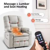 MCombo Large Triple Motor Power Lift Recliner Chair with Massage and Dual Heating, Adjustable Headrest for Tall Elderly People, Faux Leather 7634 (Light Grey, Large) MCombo
