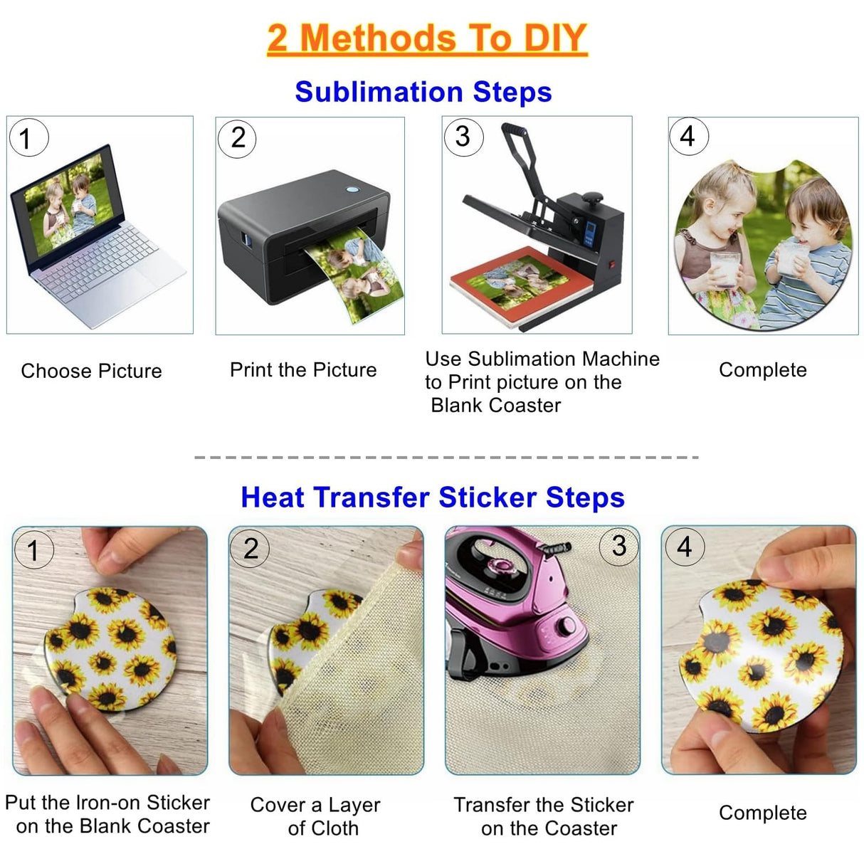 60PCS Sublimation Coasters Blanks, Round Car Coasters Sublimation Blanks Set, Car Coaster Packaging with Display Cards Bags, 4 Inch Blank Cup Mat for Sublimation Transfer Heat Press DIY Crafts GetALift