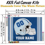 Bysincy Custom Football Diamond Painting with Name and Number, Customized Sports Fan Flag Painting with Helmet, Personnalized Football Diamond Art for Home Decor (32 Design Styles) Bysincy