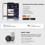 42 Inch Smart Ceiling Fans with Lights Remote LED Dimmable,Outdoor Indoor Modern Ceiling Fan Controlled by WiFi Alexa App,FCC Quiet DC Motor,3 Black Blades for Bedroom Living Room Patio Porch LINJO