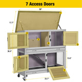 Aivituvin 36" Rabbit Hutch Bunny Cage Indoor Outdoor Guinea Pig Cage 2 Story Wth 2 Tray, Trap Door, Wheels Aivituvin