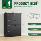 Letaya File Cabinets,4 Drawer Metal Lateral Filing Organization Storage Cabinets with Lock,Home Office for Hanging Files Letter/Legal/F4/A4 Size (Require Assembly) Letaya