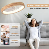 Oaks Aura 20” Ceiling Fan with Light, 3 Color Dimmable LED, 6 Speeds,Reversible DC Motor, Wooden Flush Mount Low Profile Ceiling Fans with Lights and Remote for Bedroom/Kidsroom/Dinng Room Oaks Aura