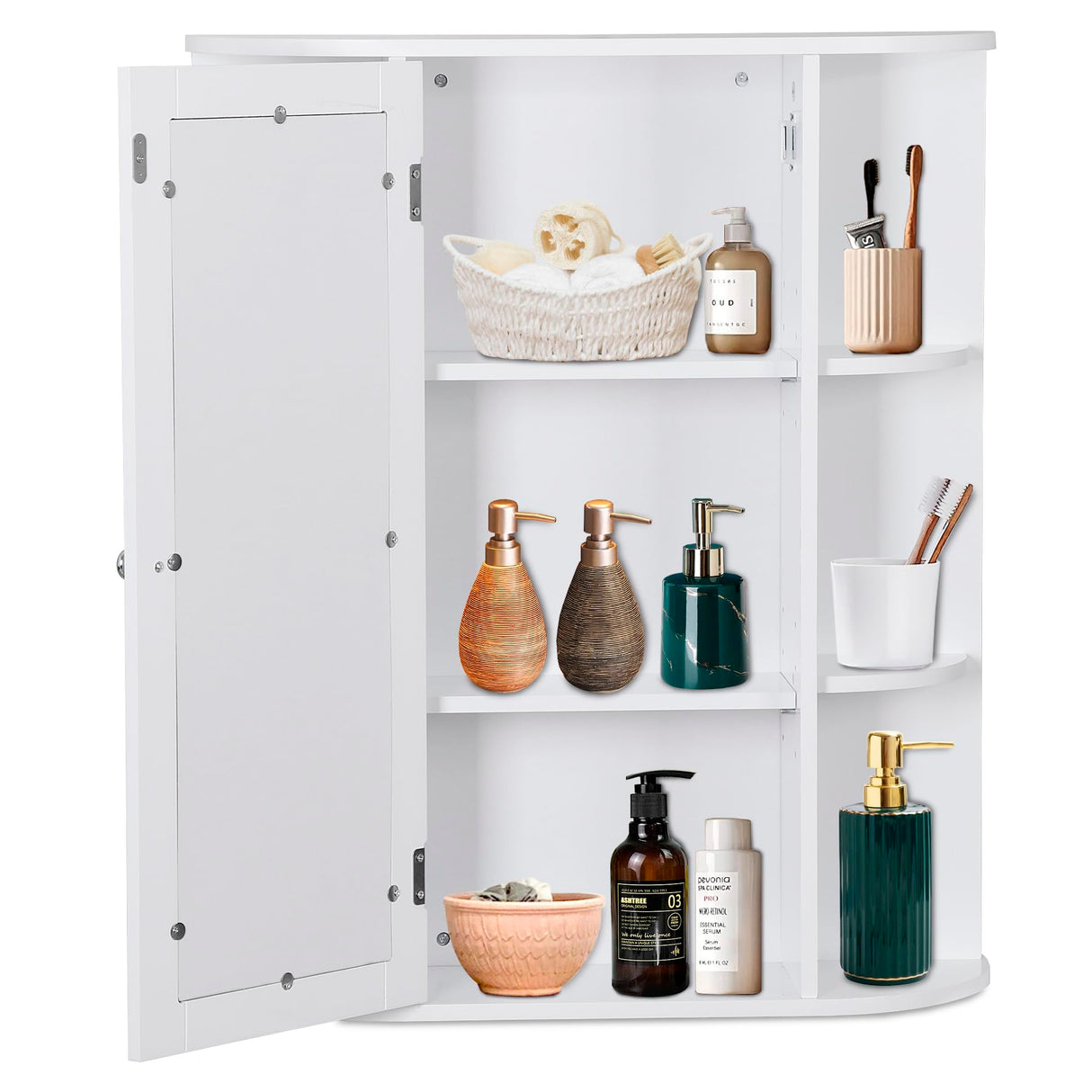 ZENY Bathroom Cabinet with Mirror Wall Mount Medicine Cabinet with 2 Tier Inner Adjustable Shelves Wooden Storage Cabinets Organizer ZENY