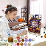 HeeBenor Halloween Paint by Numbers Kit for Adults with Frame, Pumpkin Gnome Paint by Number with Easel, DIY Halloween Gnome Adult Paint by Number Kits on Canvas Framed 8x12 Inch for Home Wall Decor HeeBenor