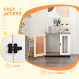 PawHut Dog Crate Furniture, Side Table Indoor Dog Kennel, End Table with Lockable Door for Small and Medium Dogs, Walnut Brown PawHut