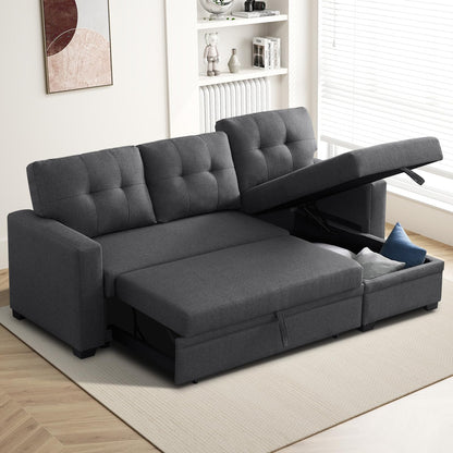 Rovibek L Shaped Sofa Cama Moderno, 4-in-1 Modular Sectional Sofa with Storage, Sleeper Sofa Couch with Pullout Bed, Home Sofa for Living Room, Office, Apartment, Dorm