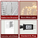 PEIDUO Christmas Jeweled Crown Tree Topper, Light up Tree Topper with 60 Warm White Lights, Large Christmas Topper Unique with Multifunction Controller, Metal Xmas Topper Decorations for Tree, Plug in PEIDUO